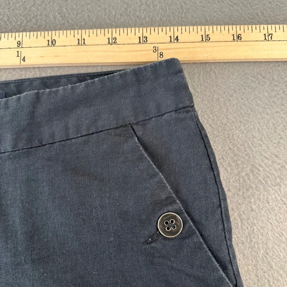 Banana Republic Black Linen Cotton Blend Flare Leg Trousers Pants 2 895429-01